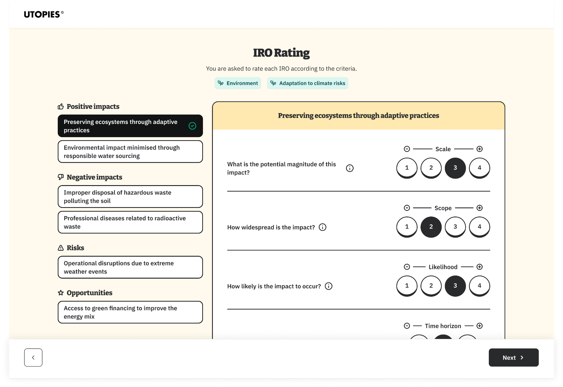 Scoring that mirrors the consultant's grid