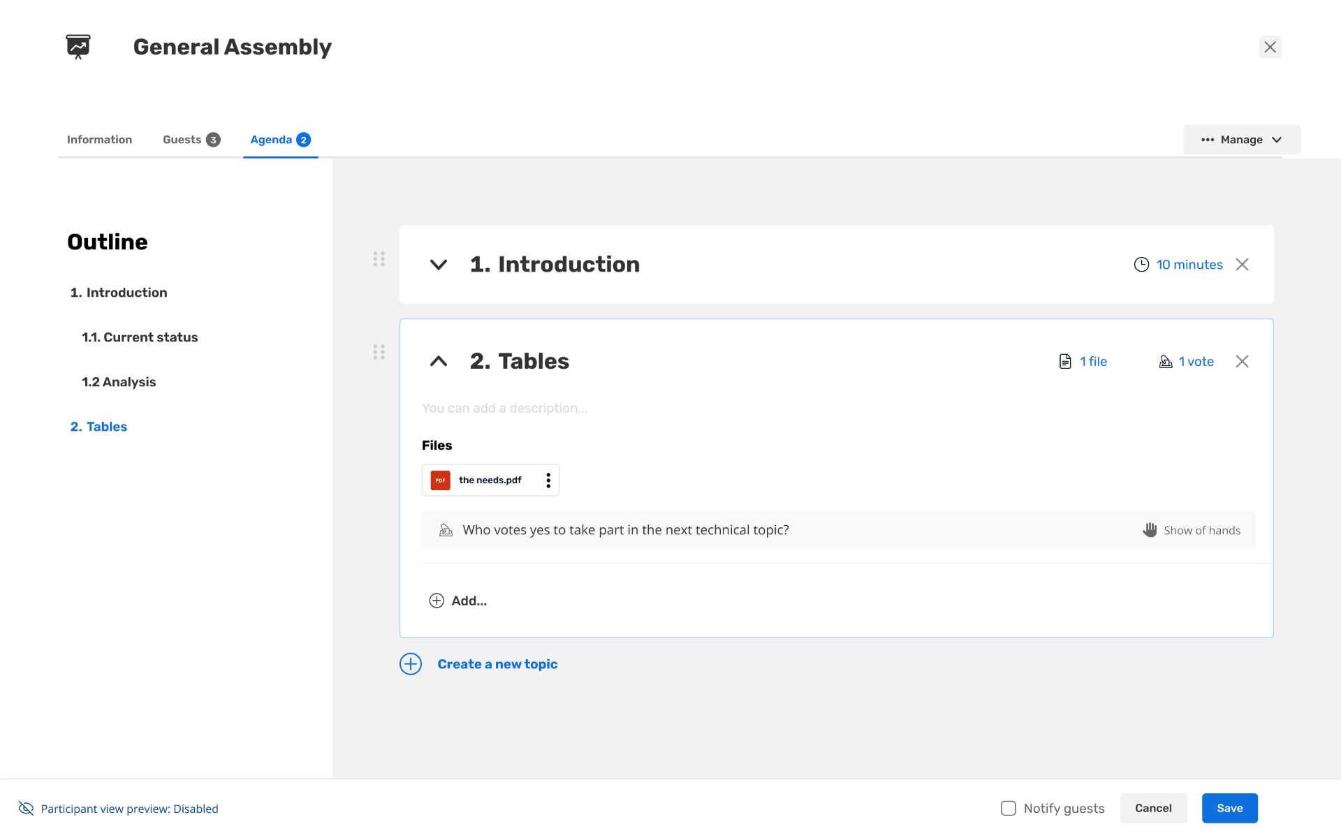 Oodrive Meet desktop — meeting agenda with files and votes